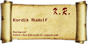 Kordik Rudolf névjegykártya
